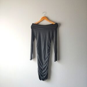Lush Off-Shoulder Gray Dress